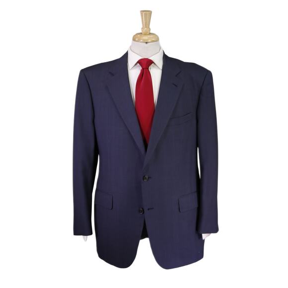 Brooks Brothers Golden Fleece Navy Blue Plaid 2-Btn Wool Suit 45R 44R - Picture 1 of 10